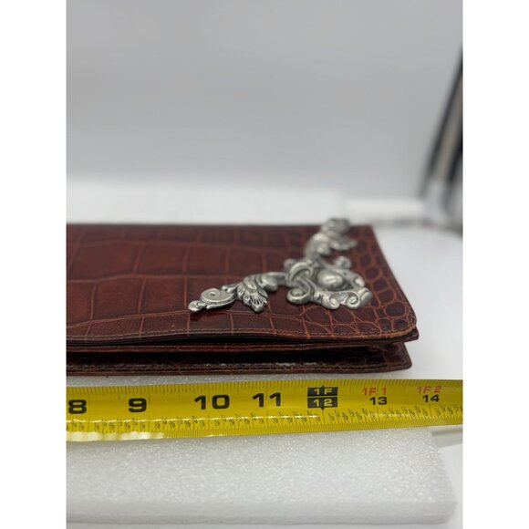 Vintage Glen Miller for Ann Turk Long Envelope Style Purse Bag Brown with Silver - Picture 8 of 9